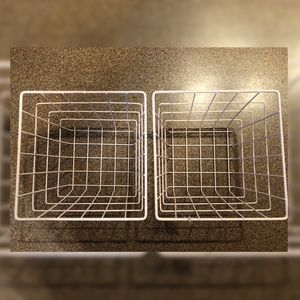 2 Pastel Pink Wire Baskets